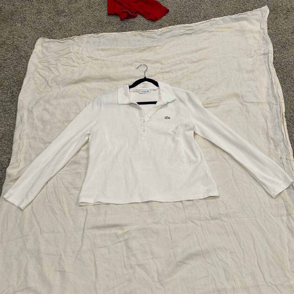 White long sleeve polo Lacoste